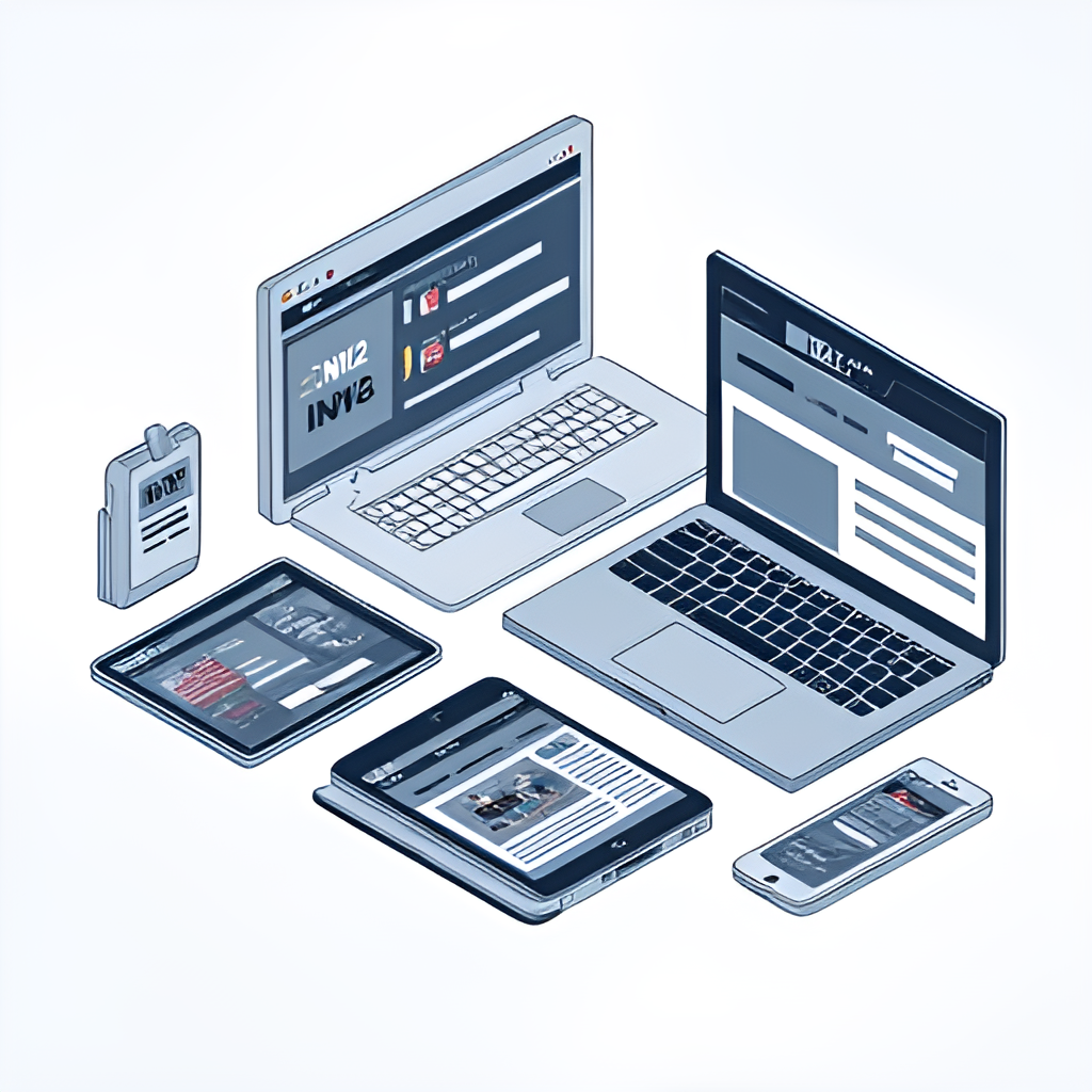 An illustration showing various digital devices (smartphones, tablets, laptops) displaying the N12 news app/website, symbolizing the shift to digital news consumption in Israel.
