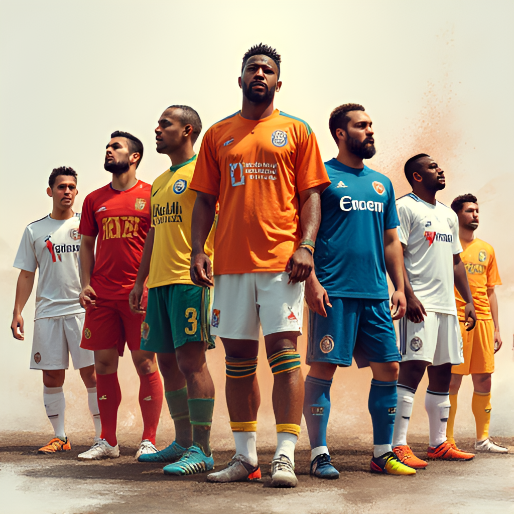 A photo collage or illustration showing diverse football players from different continents (representing the participating clubs) standing together or in action, emphasizing the global nature of the tournament. Include elements like different club jerseys or national flags subtly in the background.